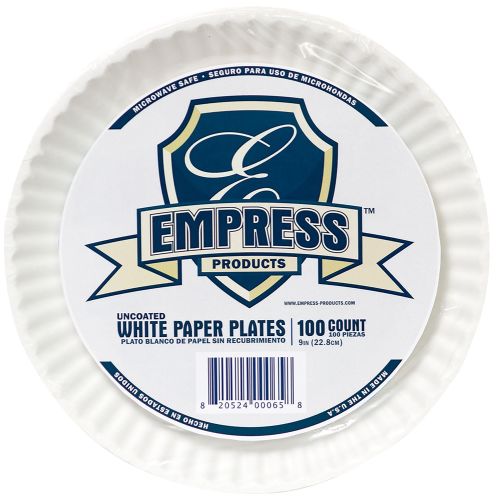Empress Paper Plates, White, 9in